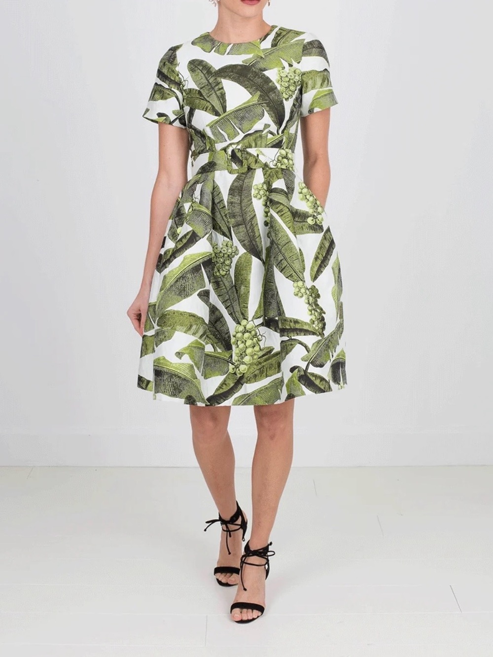 Oscar de la Renta Banana leaf jacquard dress